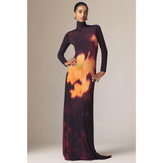 Sisters. Black Nova Aline Long-Sleeve High-Neck Maxi Dress Sz 2 NWT