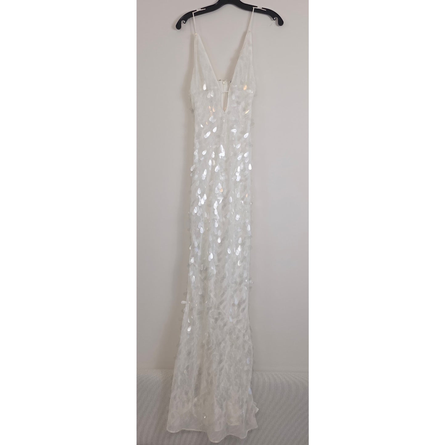 MISHA The Sapphire Sequin Maxi Dress in Ivory Sz M NWT