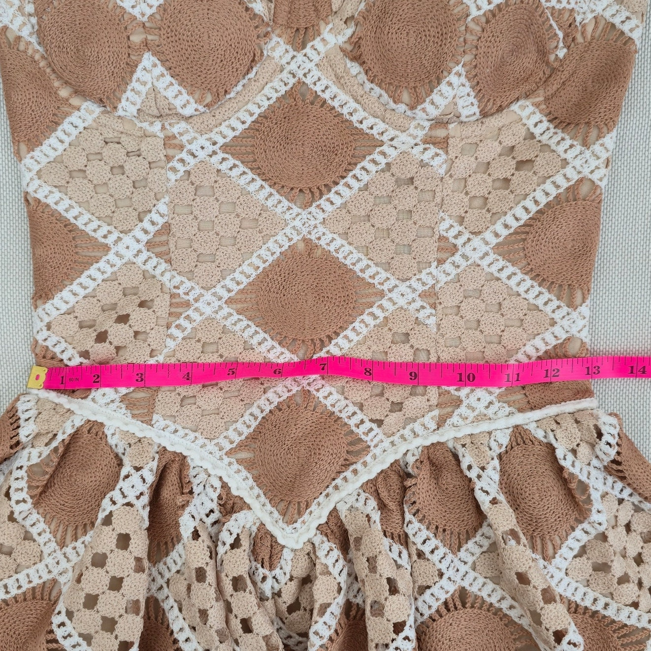 PATBO Beige Bossa Crochet Corset Style Sleeveless Mini Dress Sz 2 NWT