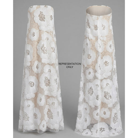 Helsi Silver off White Margot Strapless Floral Sequin Maxi Dress Sz Large NWT