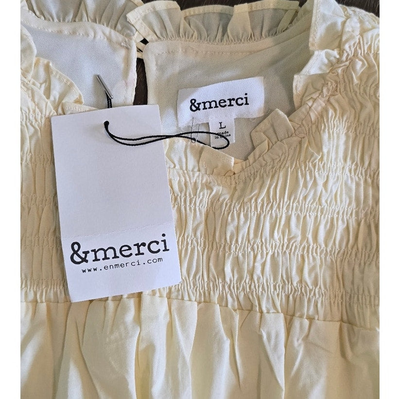 &merci Women's Yellow Baby Doll Mini Dress Sz Large (0953)