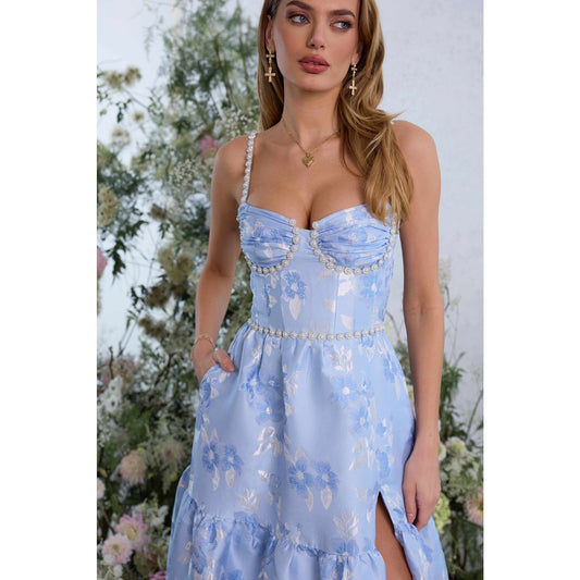 Anthropologie V. Chapman Lucetta Corset Tiered Maxi Dress Sz 8