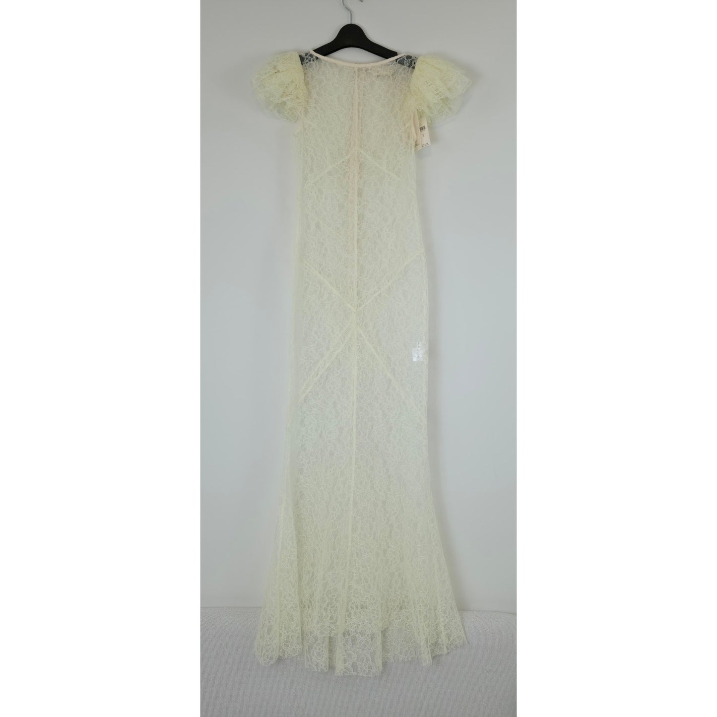 DE LA VALI Ivory Nephele Lace Fishtail Maxi Dress Ivory Sz US 4 NWT