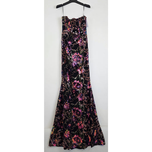 Helsi Helen Strapless Floral Stretch Sequin Mermaid Maxi Dress Sz Medium NWT