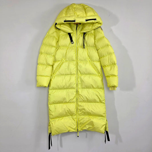 Parajumpers Panda Charlock Yellow Extra Long Down Jacket Puffer Coat Small NWT