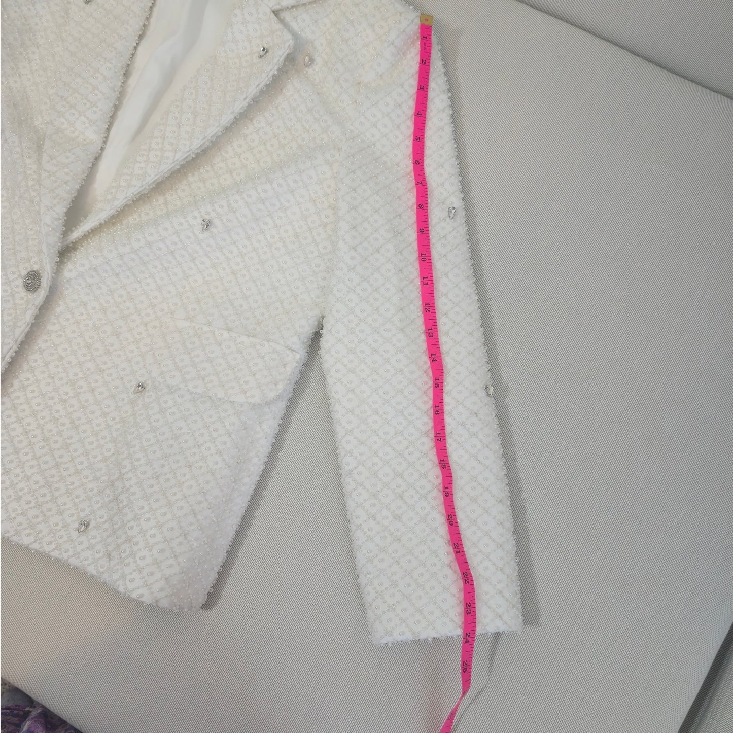 Morpine Fashion White Hypnotized Pearl Crystal Jacket Blazer Sz XL