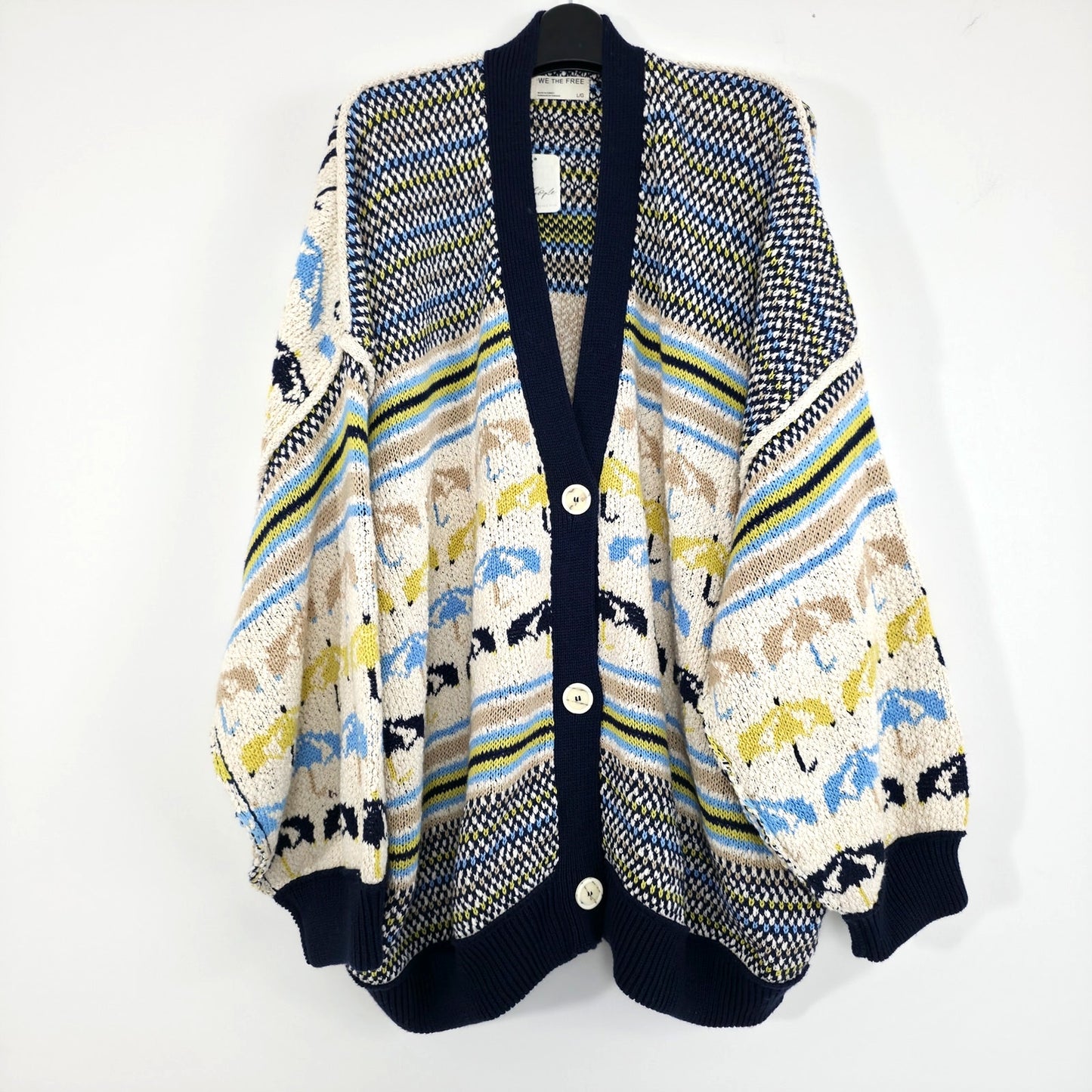 FREE PEOPLE We The Free Umbrella Knit Cardigan Sweater Oversized Large NWT