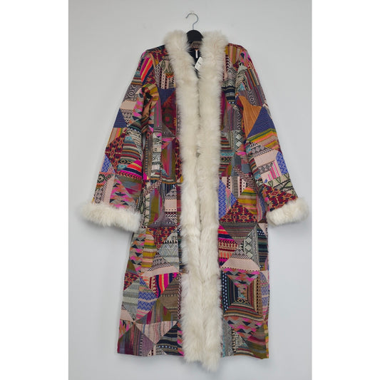 Free People Caravan Coat Patchwork Shearling Trim Sz Medium NWT