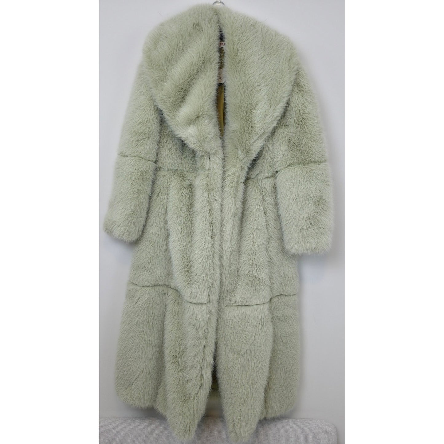 FREE PEOPLE Pistacho Soft Shoreditch Faux Fur Maxi Topcoat Sz Small NWT