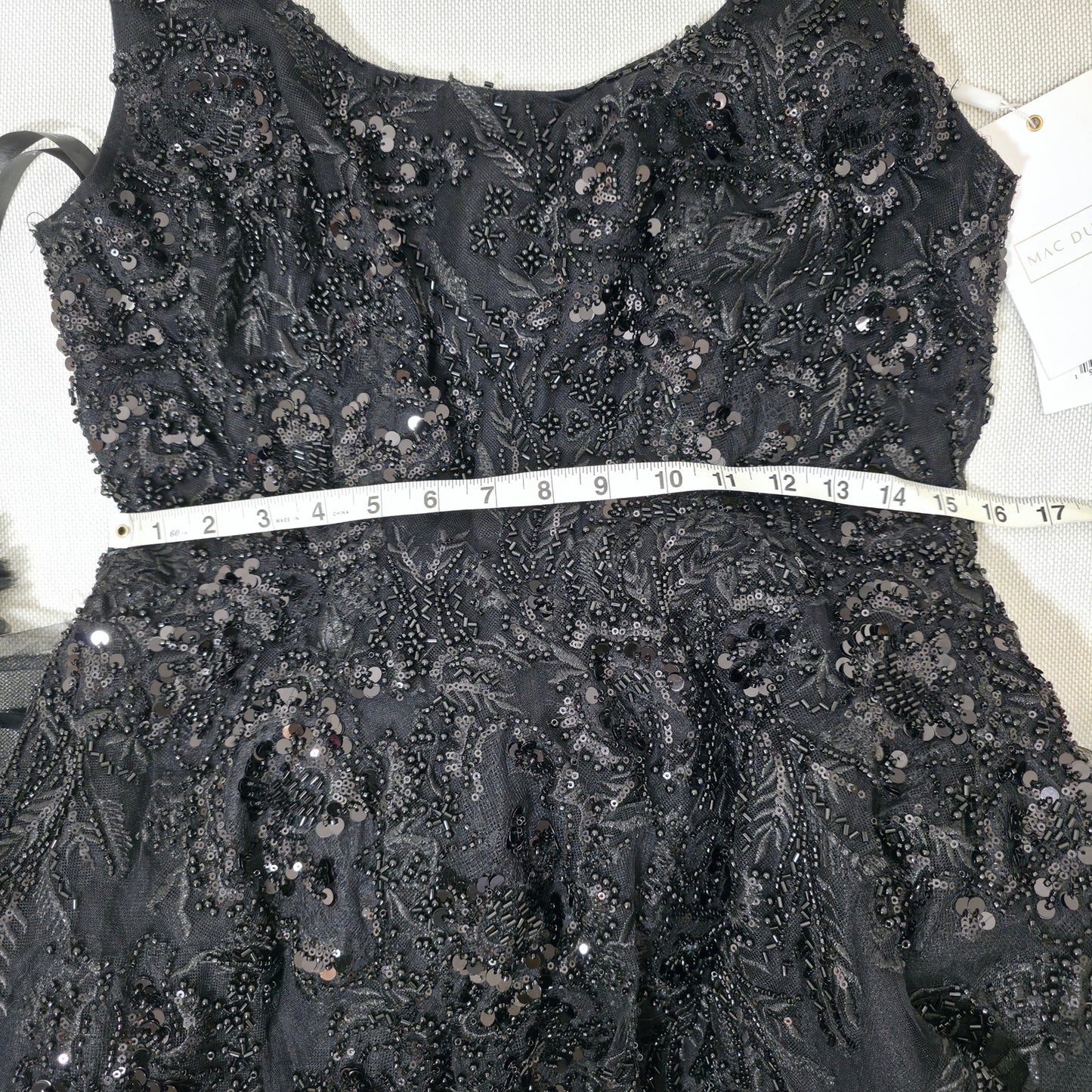 Mac Duggal Sleeveless Sequin Floral Appliqué Midi Dress Sz 10 NWT