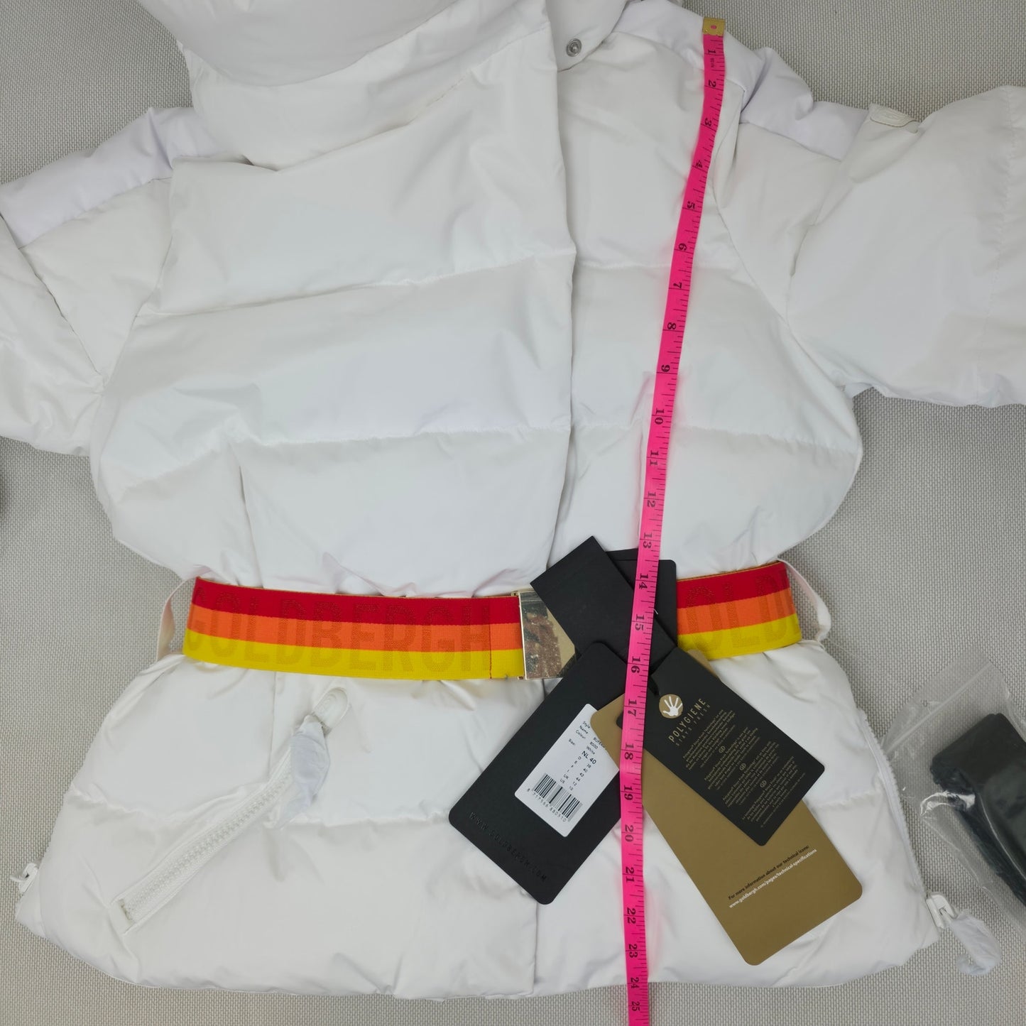 Goldbergh Bufera Quilted Ski Jacket White Hooded Down Puffer Coat Size 10 NWT