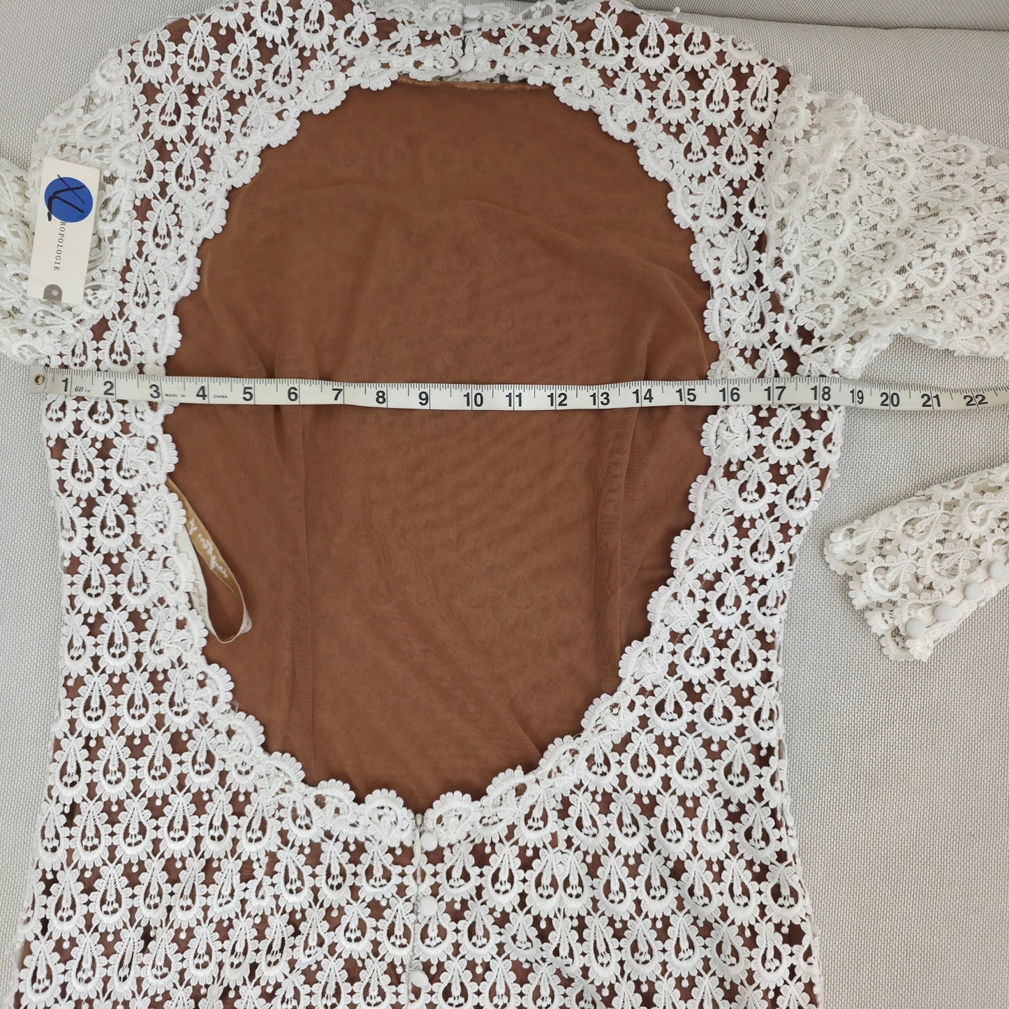 Daughters of Simone Hollis Lace Open Back Wedding Gown Bridal Bohemian XL NWT