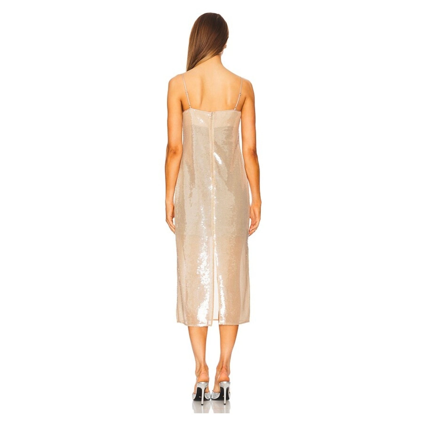 A.L.C Clear Danielle Sequined Sleeveless Midi Dress Sz Medium NWT