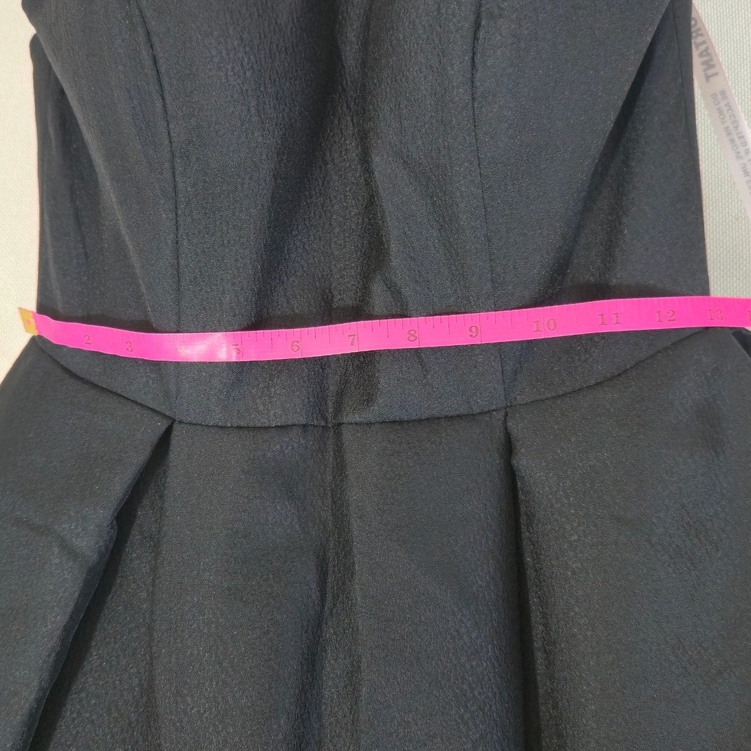 Mac Duggal Black Floral Brocade Bottom Strapless Maxi Dress Sz 2