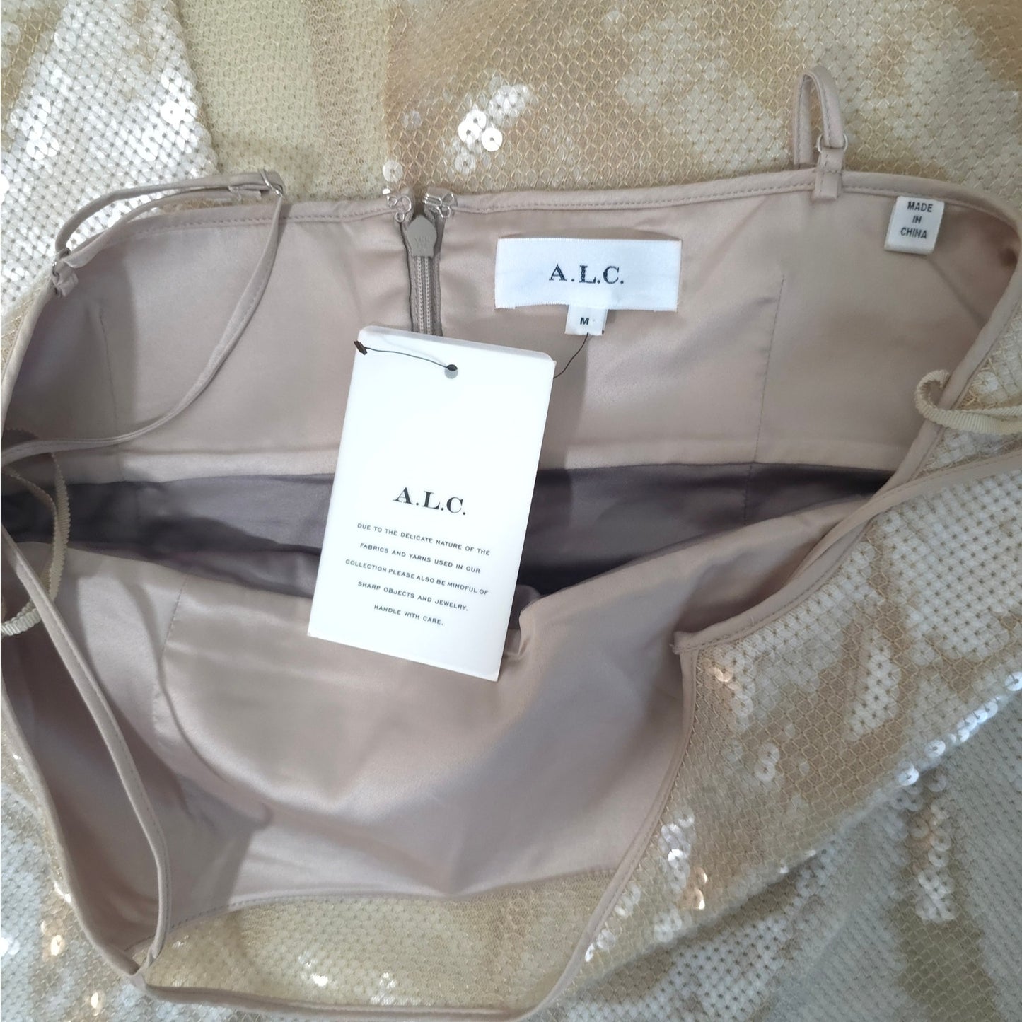 A.L.C Clear Danielle Sequined Sleeveless Midi Dress Sz Medium NWT