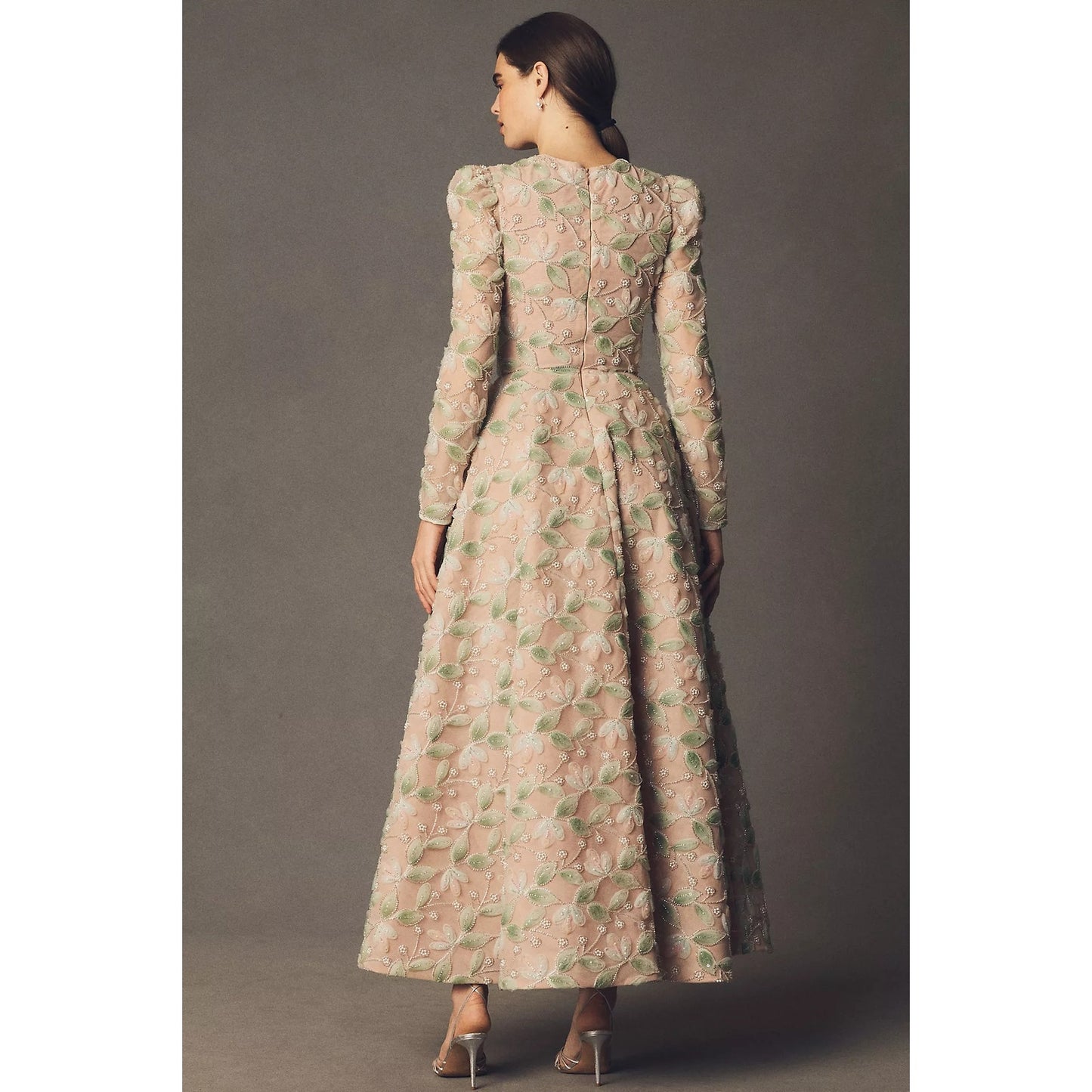 Helsi Tessa Long-Sleeve Appliqué A-Line Maxi Dress Sz XL