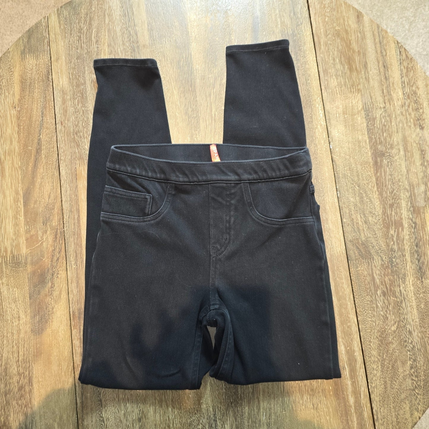 SPANX Black Jeggings Skinny Cotton Blend Elastic Waist Pants Sz Small (718)