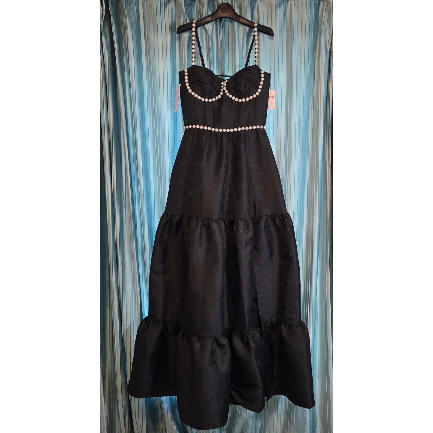 V. Chapman The Lucetta Gown Dress in Black Windsor Brocade Sz 8