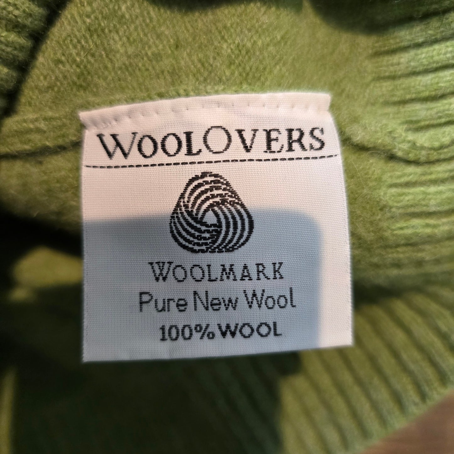 WOOLOVERS Woolmark Pure New Wool Men 100% Wool Green Zip Neck Sweater Sz L (786)