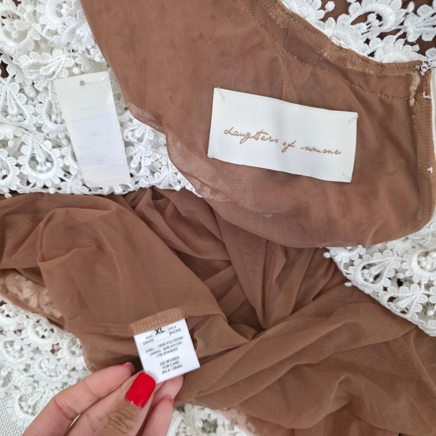 Daughters of Simone Hollis Lace Open Back Wedding Gown Bridal Bohemian XL NWT