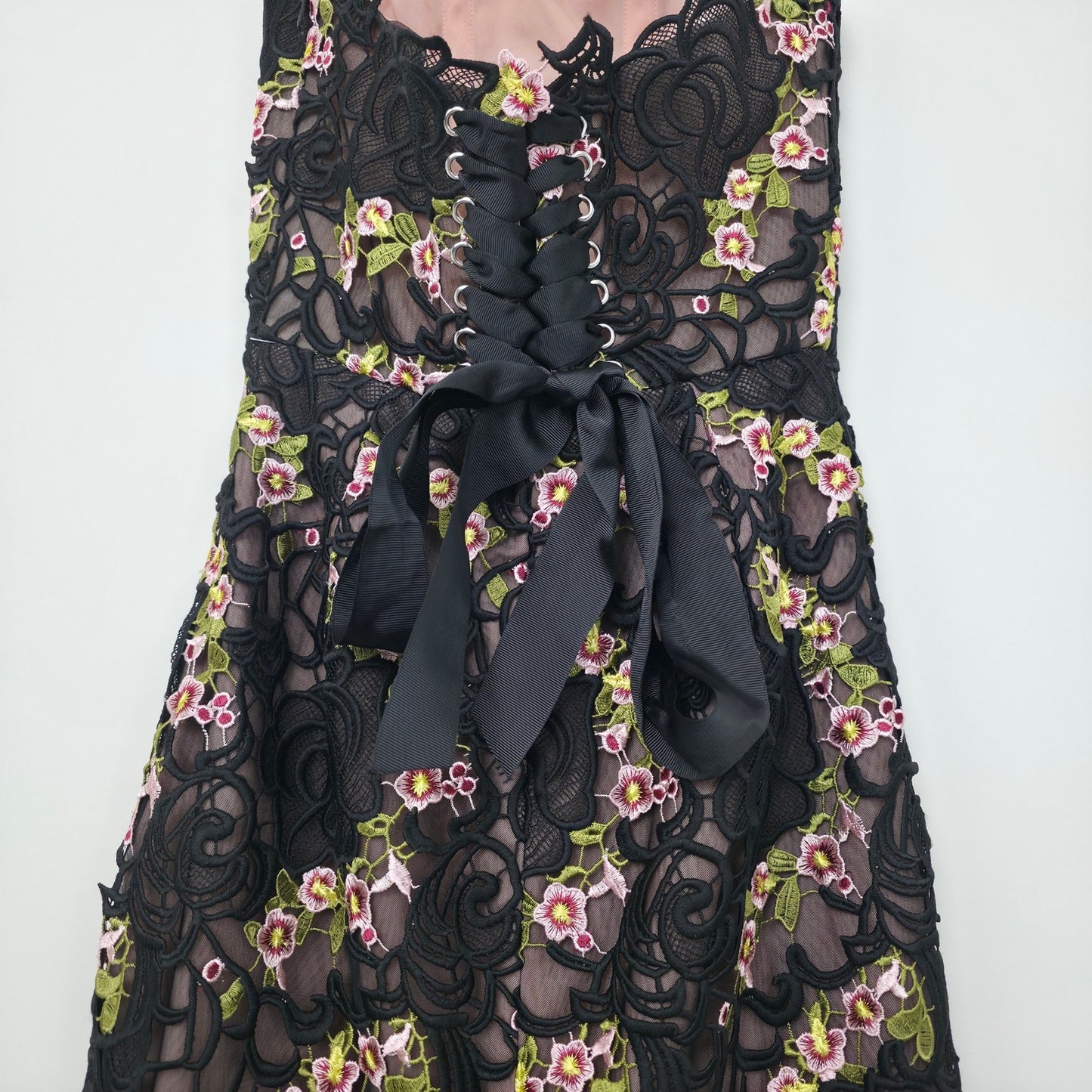 Helsi Cecilia Strapless Embroidered Floral Midi Dress Sz Small NWT