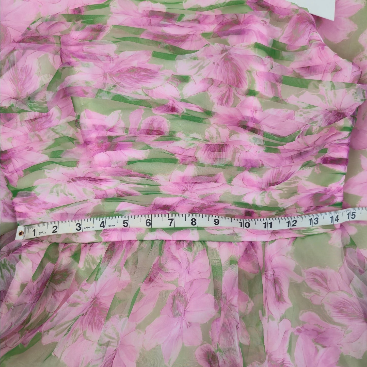 Anthropologie Mac Duggal Multi Pink Strapless Chiffon Maxi Dress Sz 8