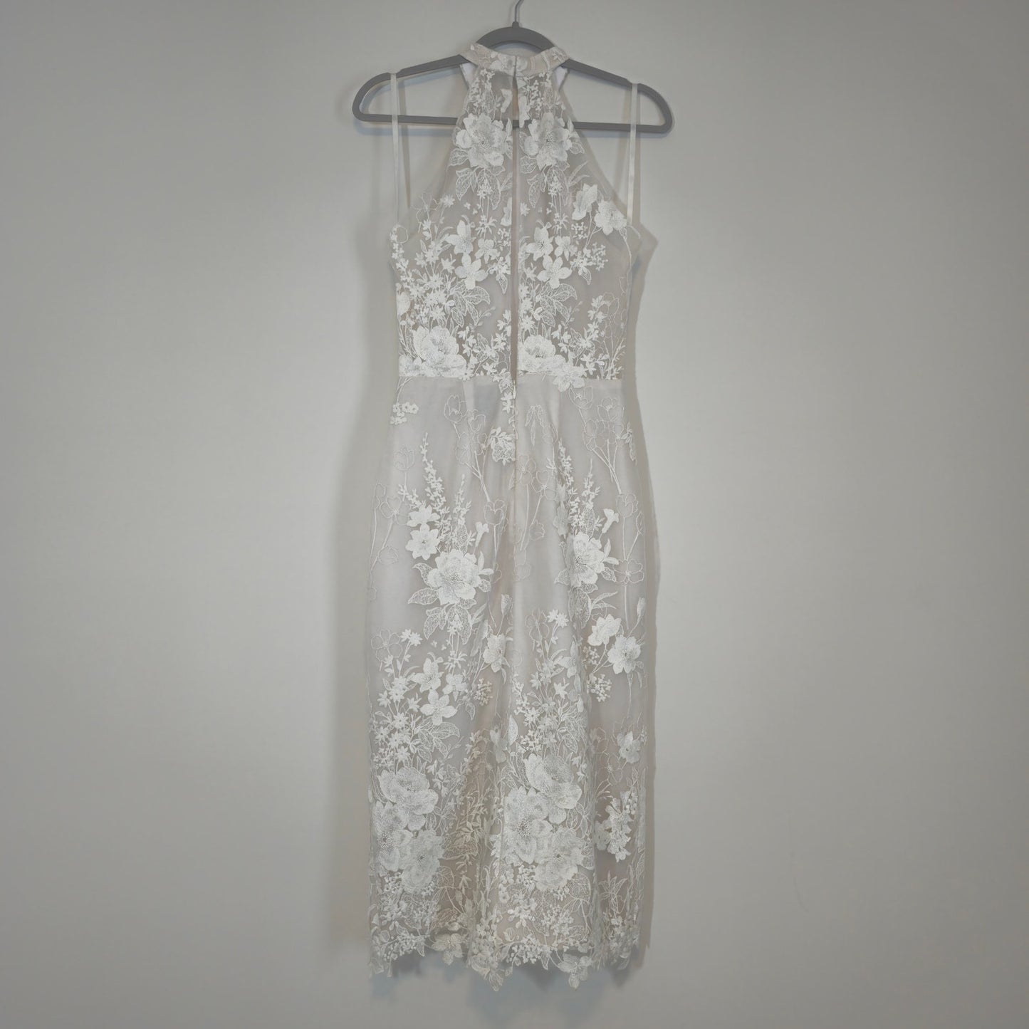 Anne Barge Unforgettable Halter Embroidered Lace Midi Dress Sz Small