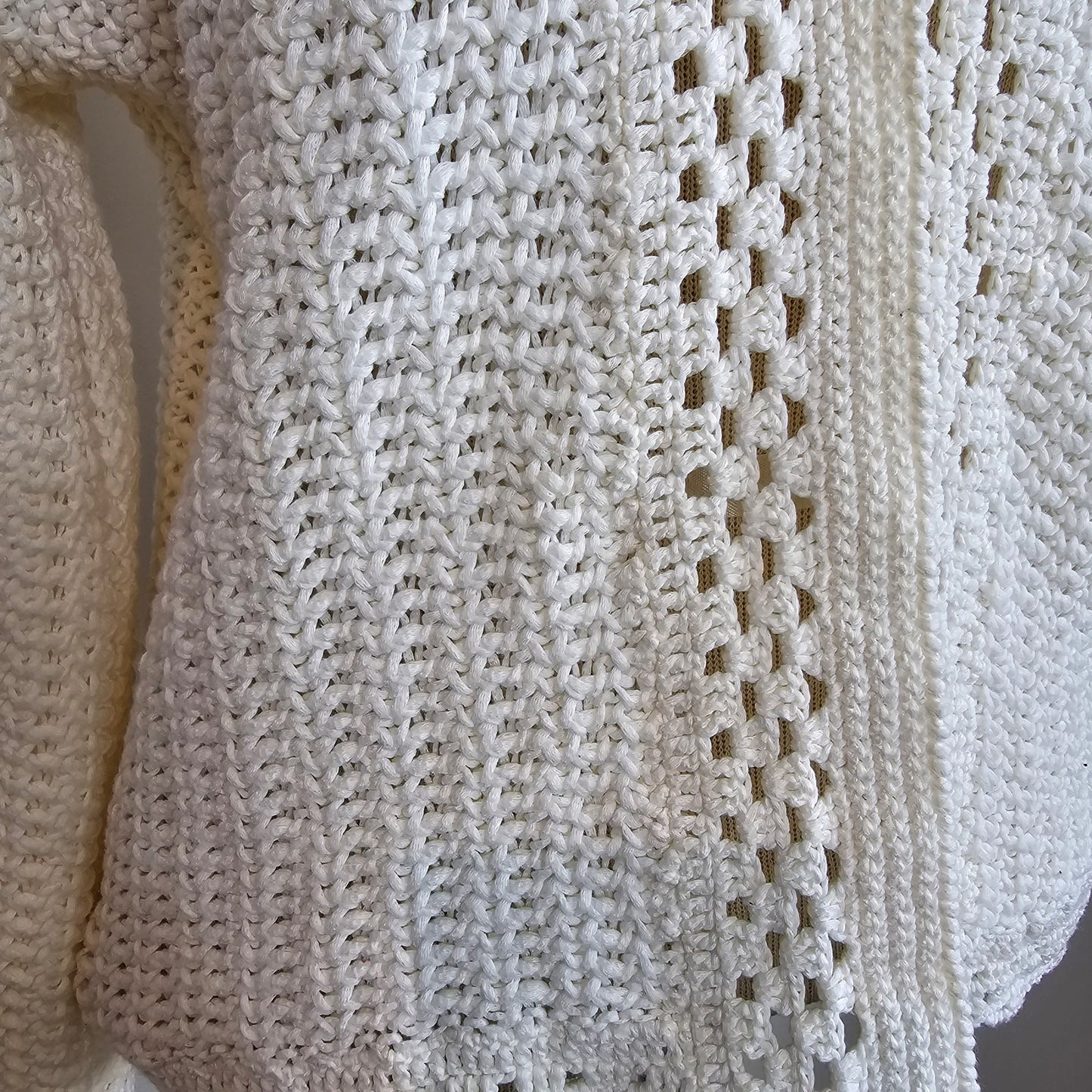 Ann Taylor Ivory Lace Crochet Sweater Cardigan Sz MP (710)