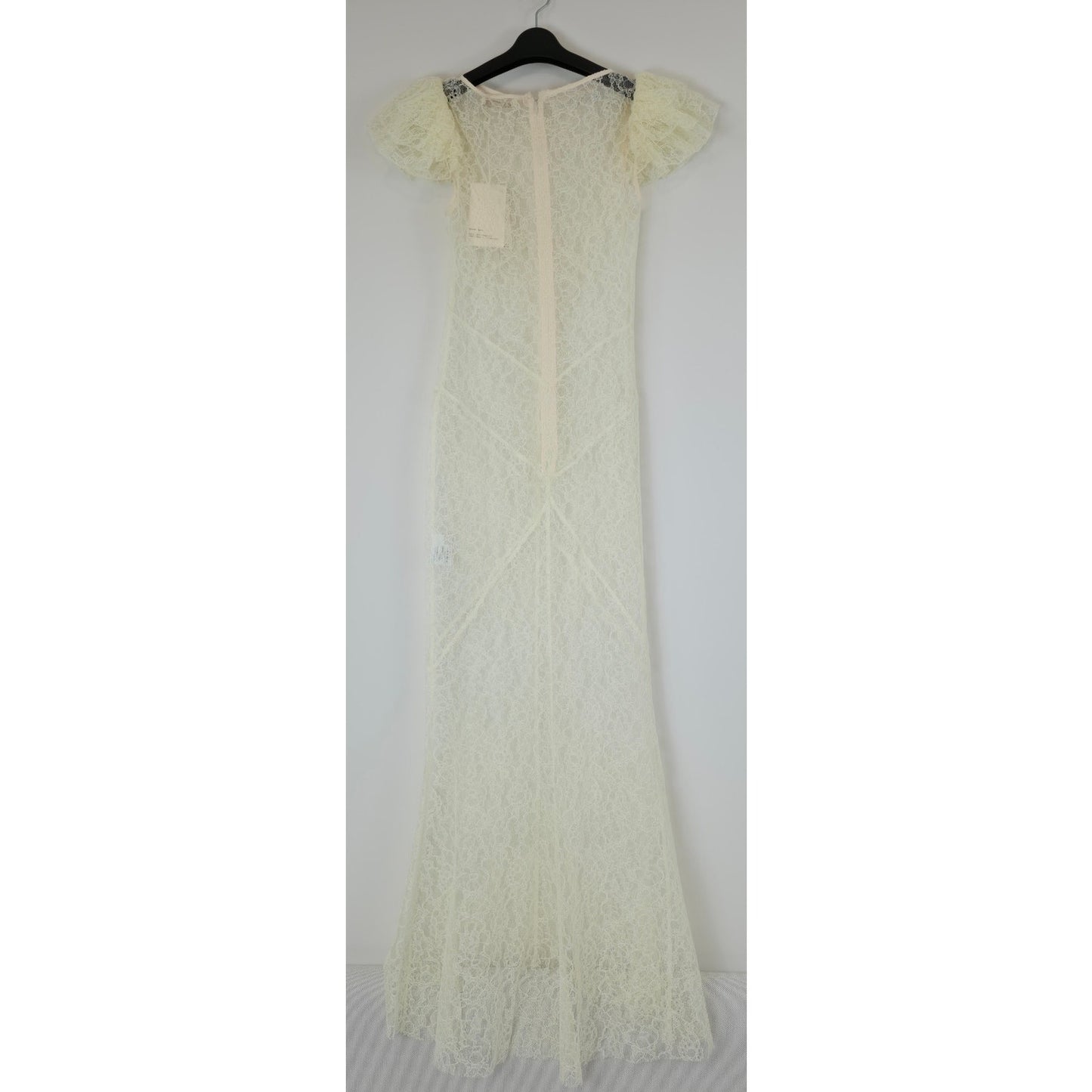 DE LA VALI Ivory Nephele Lace Fishtail Maxi Dress Ivory Sz US 4 NWT