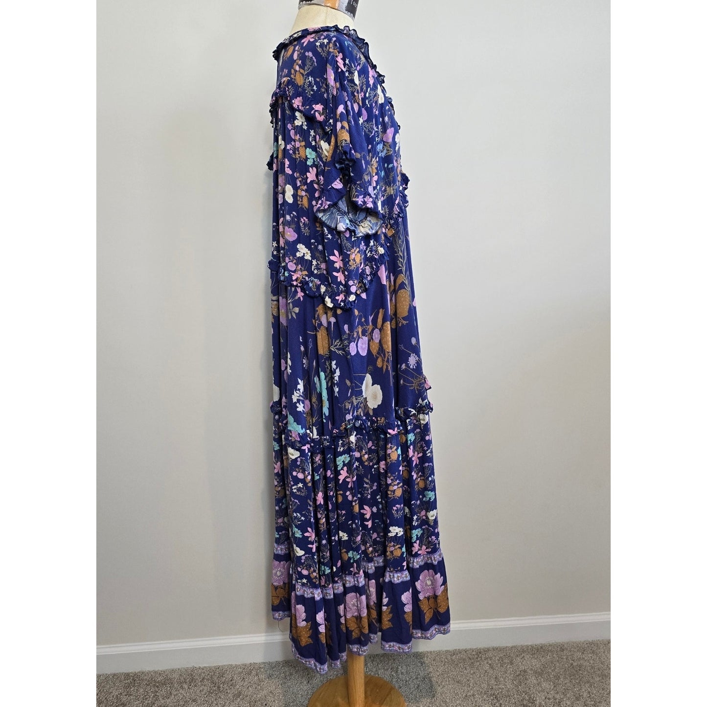 Spell & The Gypsy Collective Navy Wild Bloom Midi Gown Dress Sz Large (802)