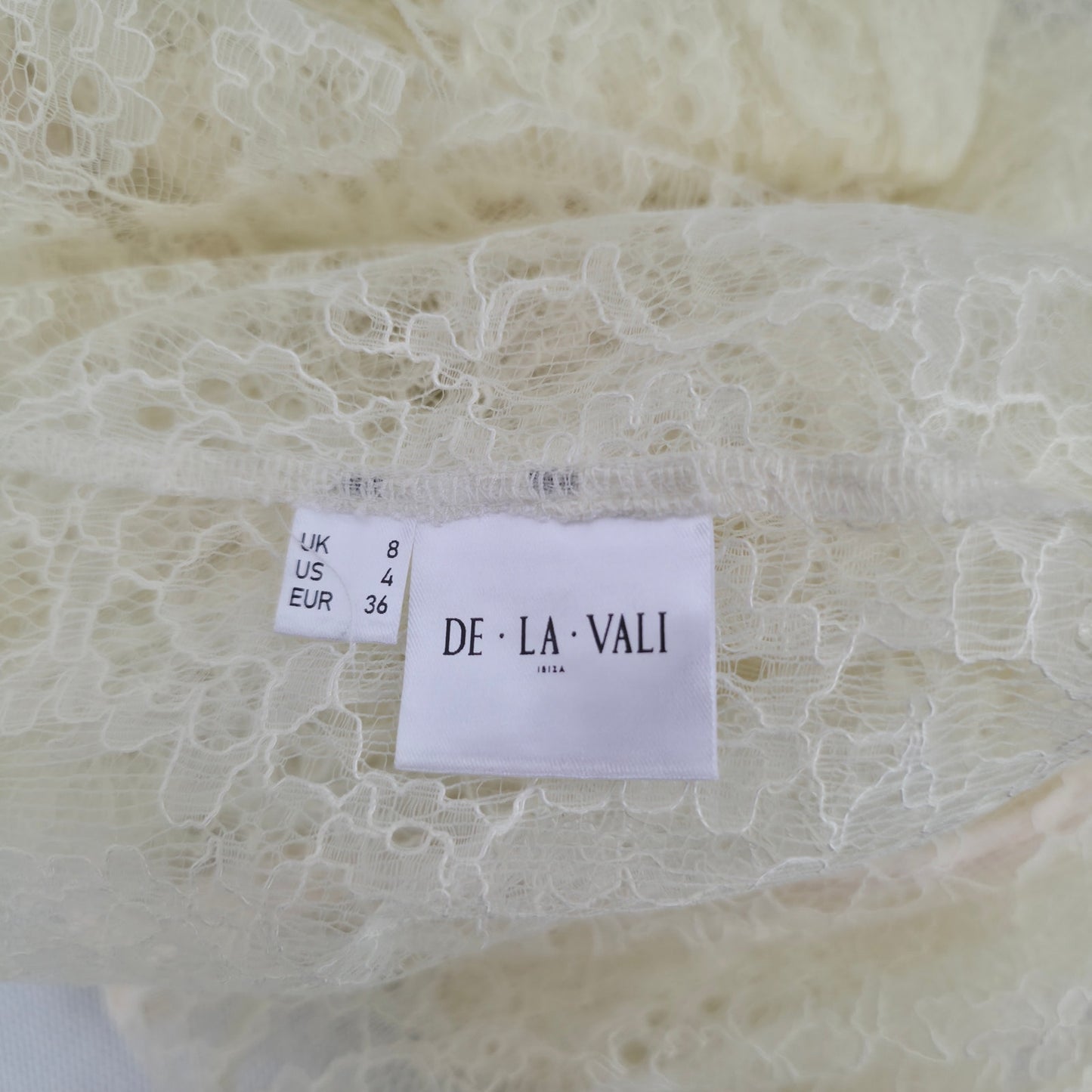 DE LA VALI Ivory Nephele Lace Fishtail Maxi Dress Ivory Sz US 4 NWT