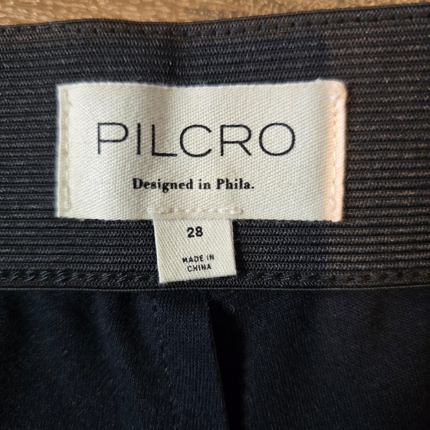 PILCRO Black Patent Leather Straight Long Pants Elastic Waists Sz 28 (766)