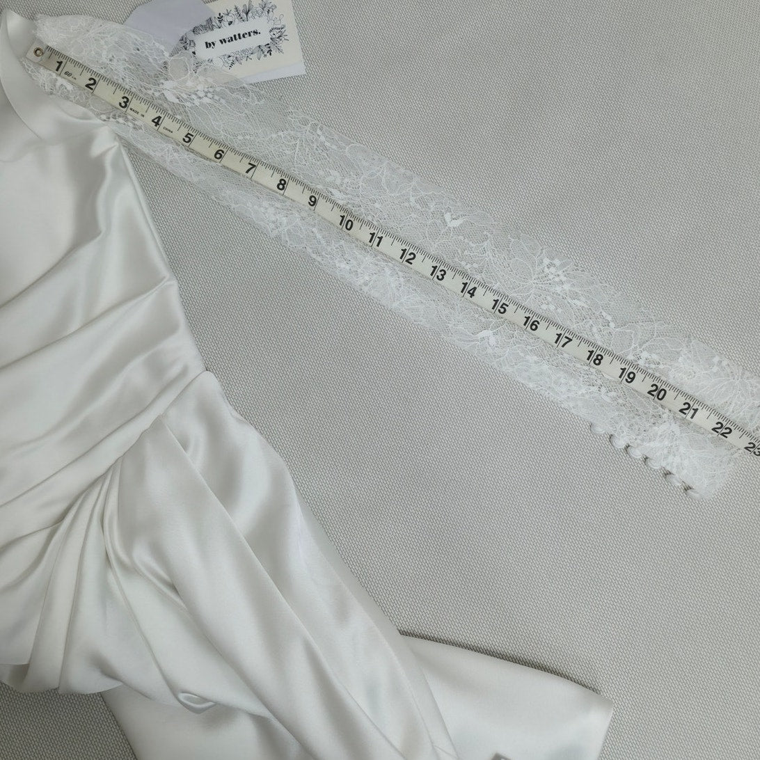 Watters Ivory Harlow Off-The-Shoulder Satin & Lace Mini Dress sz 0 NWT