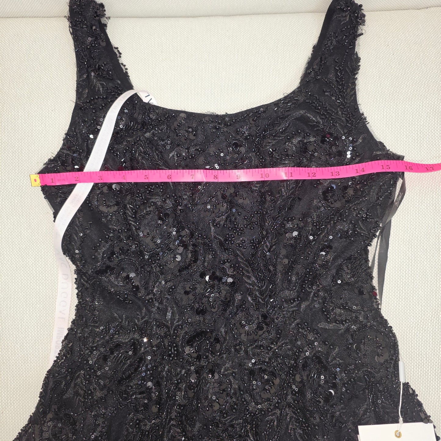 Mac Duggal Sleeveless Sequin Floral Appliqué Midi Dress Sz 2 NWT