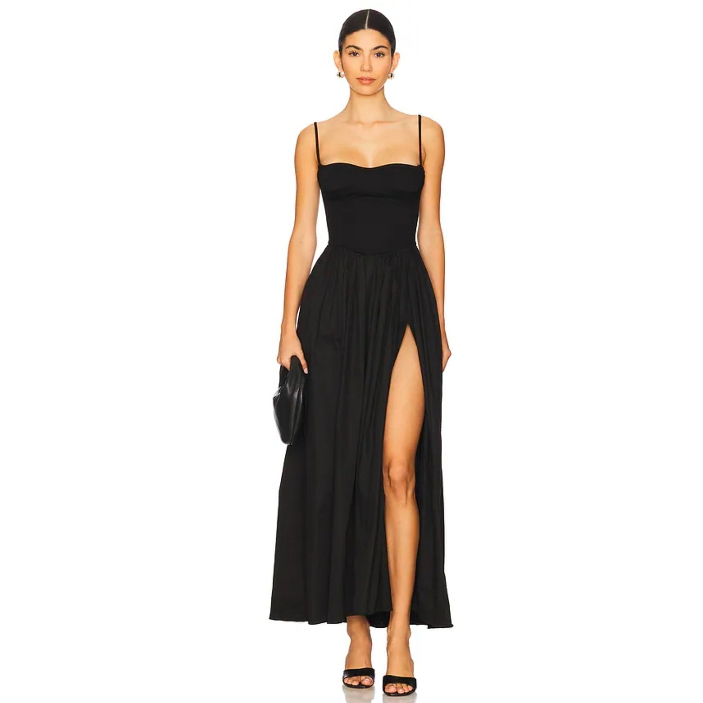 DELFI Collective Black Lilith Dress Elegant Designer Maxi Dress Sz XS