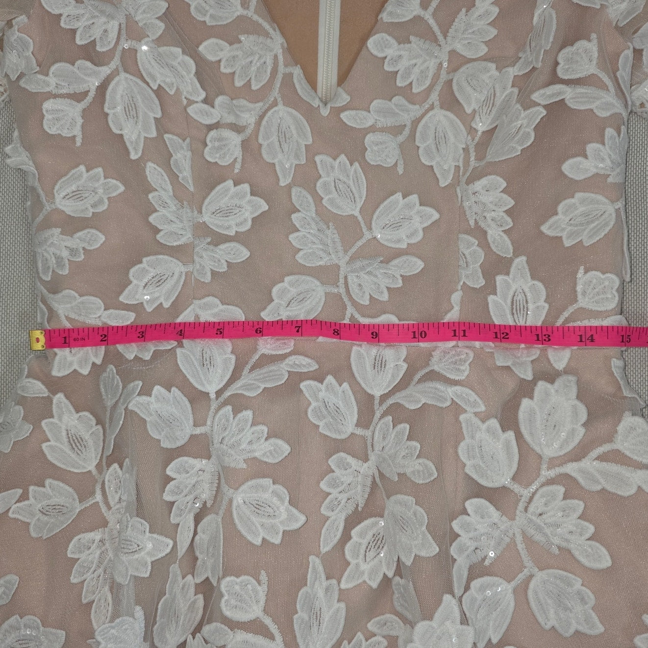 Helsi Clara Puff-Sleeve Sheer Floral Appliqué Maxi Dress Sz Medium NWT