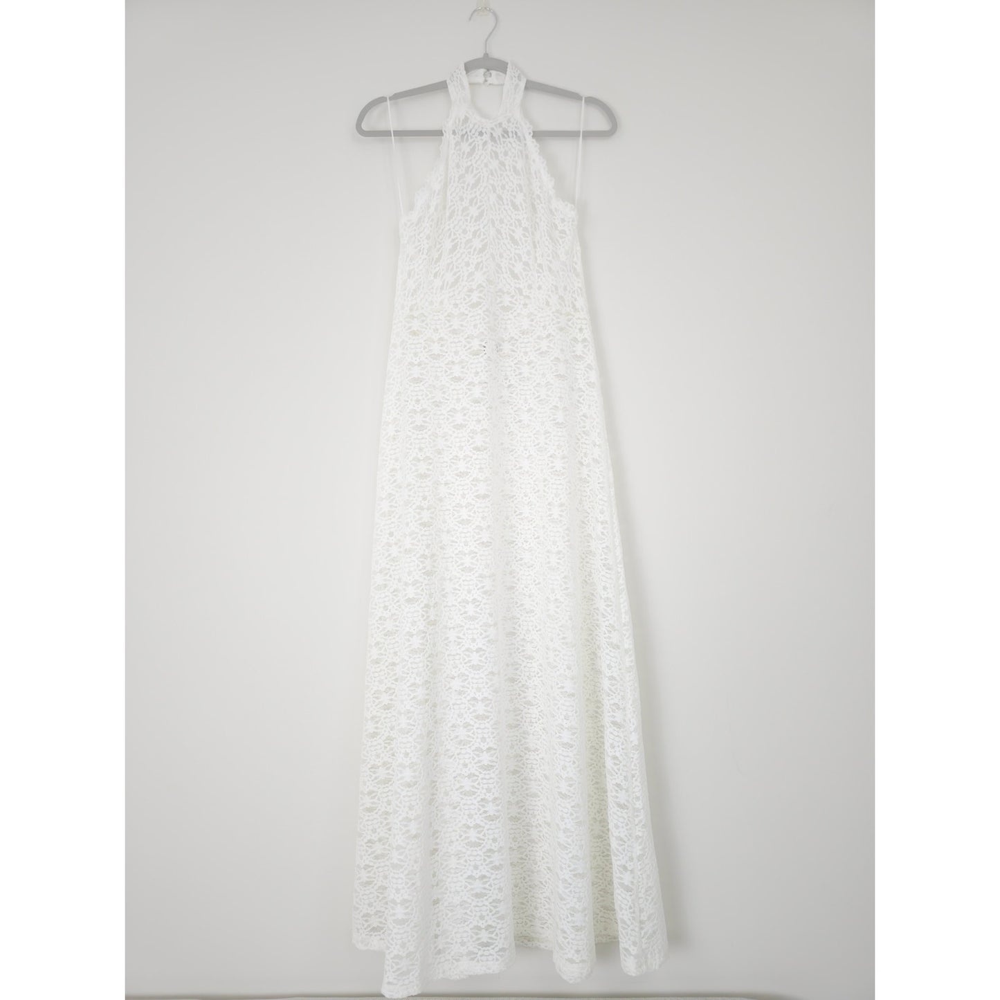 Only Hearts OFF White Sheer Lace Adorn Aline Maddalena Dianna Maxi Gown Sz M