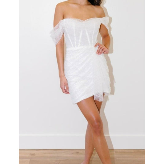 by Watters - Ivory Perlita Beading Gibson Mini Dress Size 6