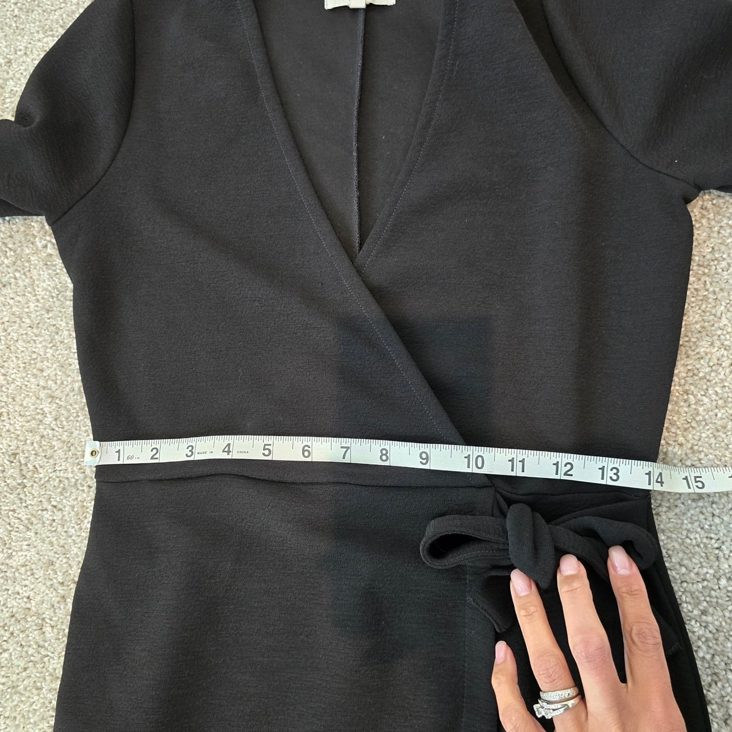 Madewell Women Black Long Sleeve V neck Faux Wrap Midi Dress Sz XS (705)