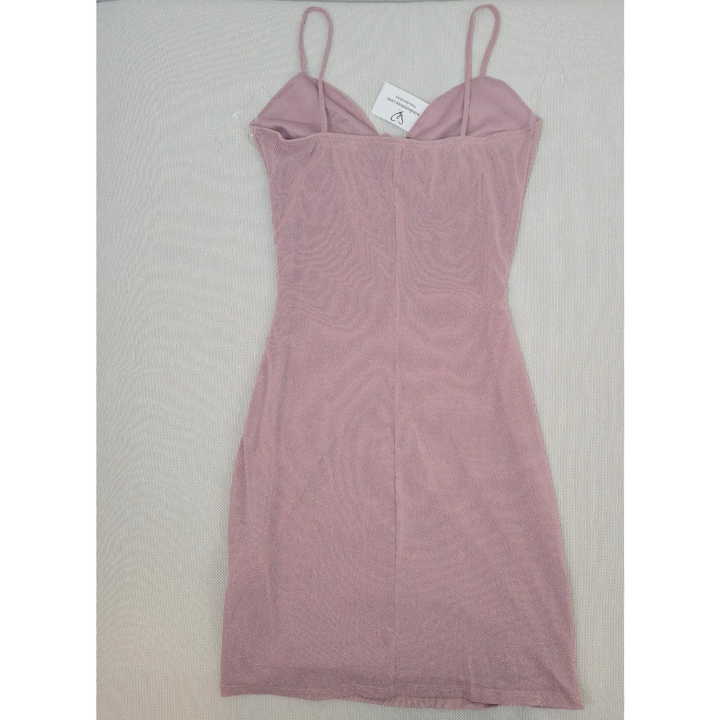 Windsor Sleeveless Sparkly Mauve Glitter Ruffle Mini Dress Sz Medium