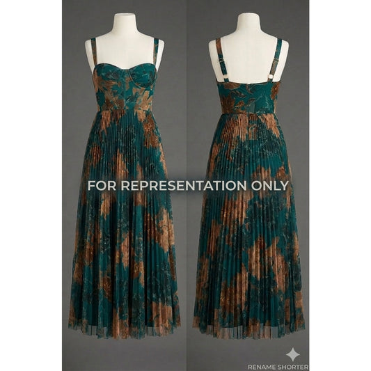 Hutch Willa Sleeveless Tulle Tiered Maxi Blue Floral Sweetheart Gown Sz 12 NWT