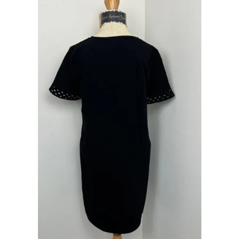 Madewell Tunic Black V Neck Short Sleeve Cut out Knee Length Dress Size 00