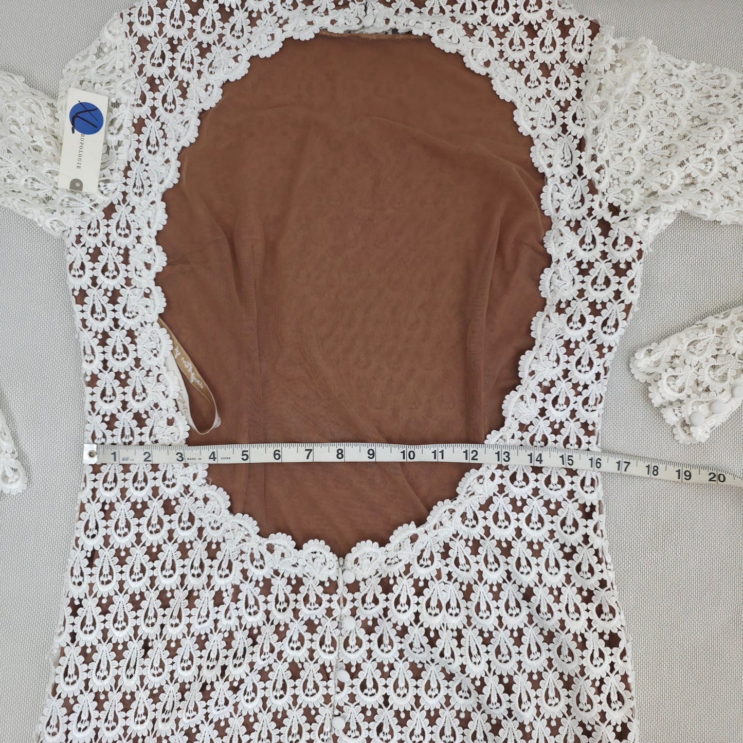 Daughters of Simone Hollis Lace Open Back Wedding Gown Bridal Bohemian XL NWT