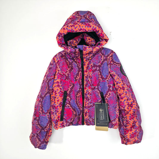 Goldbergh Lucinda Ski Jacket Pink Purple Snake Animal Print Down Coat Sz 8