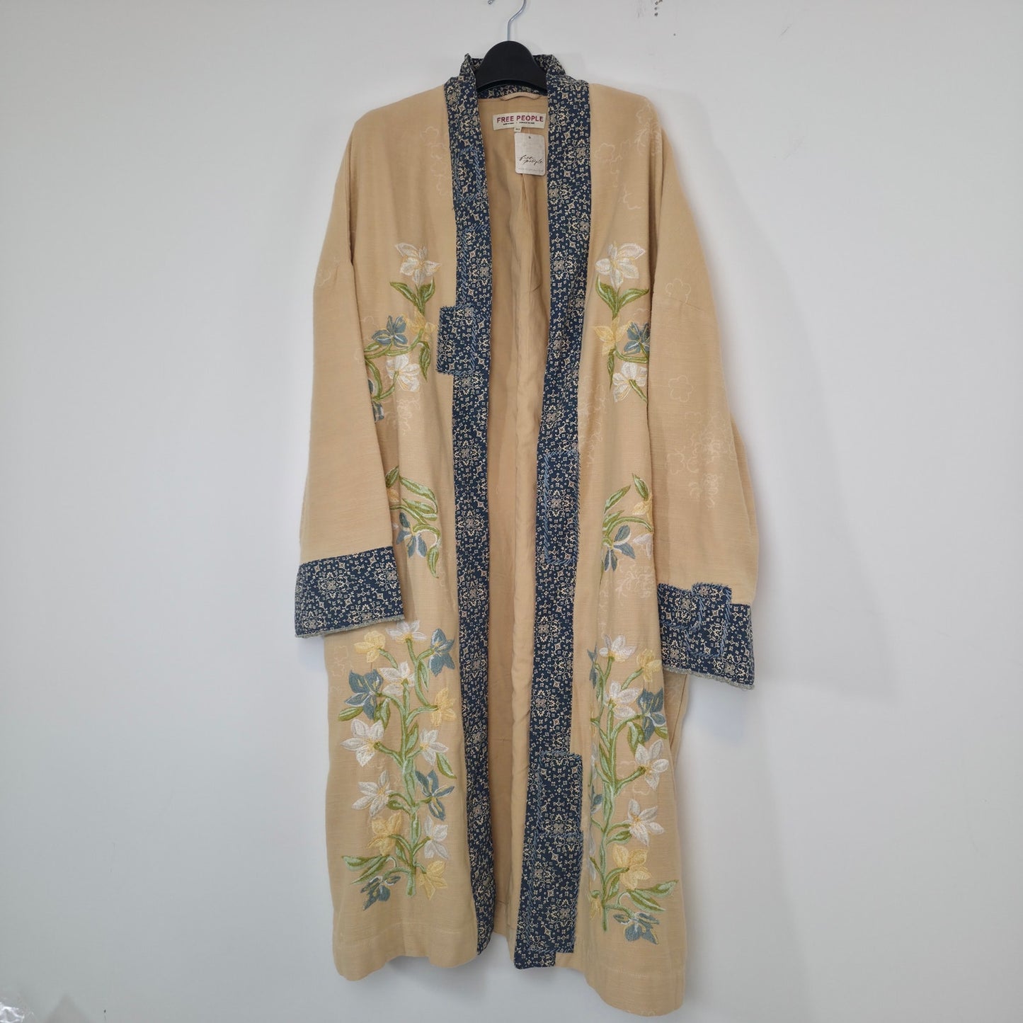 Free People Henlow Embroidered Relaxed Oversized Duster Jacket Sz XS/Small