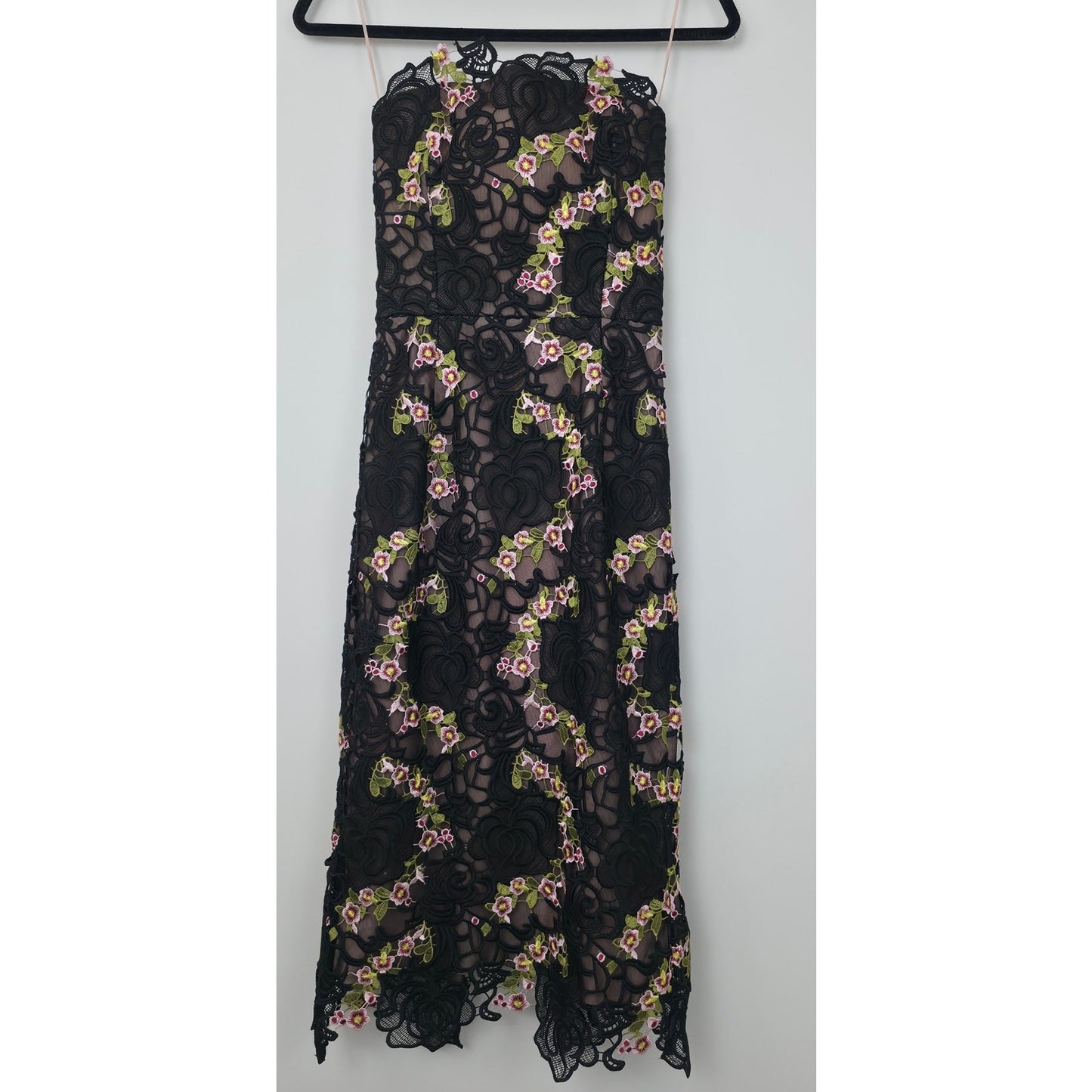 Helsi Cecilia Strapless Embroidered Floral Midi Dress Sz Small NWT