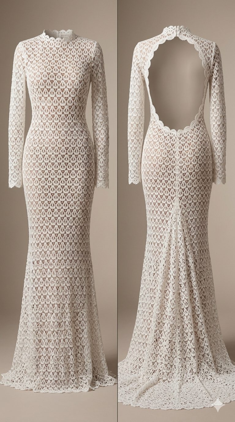 Daughters of Simone Hollis Lace Open Back Wedding Gown Bridal Bohemian XL NWT