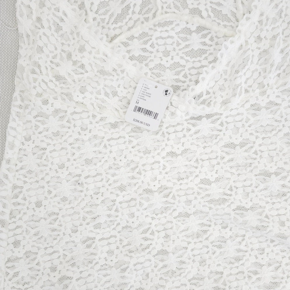 Only Hearts OFF White Sheer Lace Adorn Aline Maddalena Dianna Maxi Gown Sz M