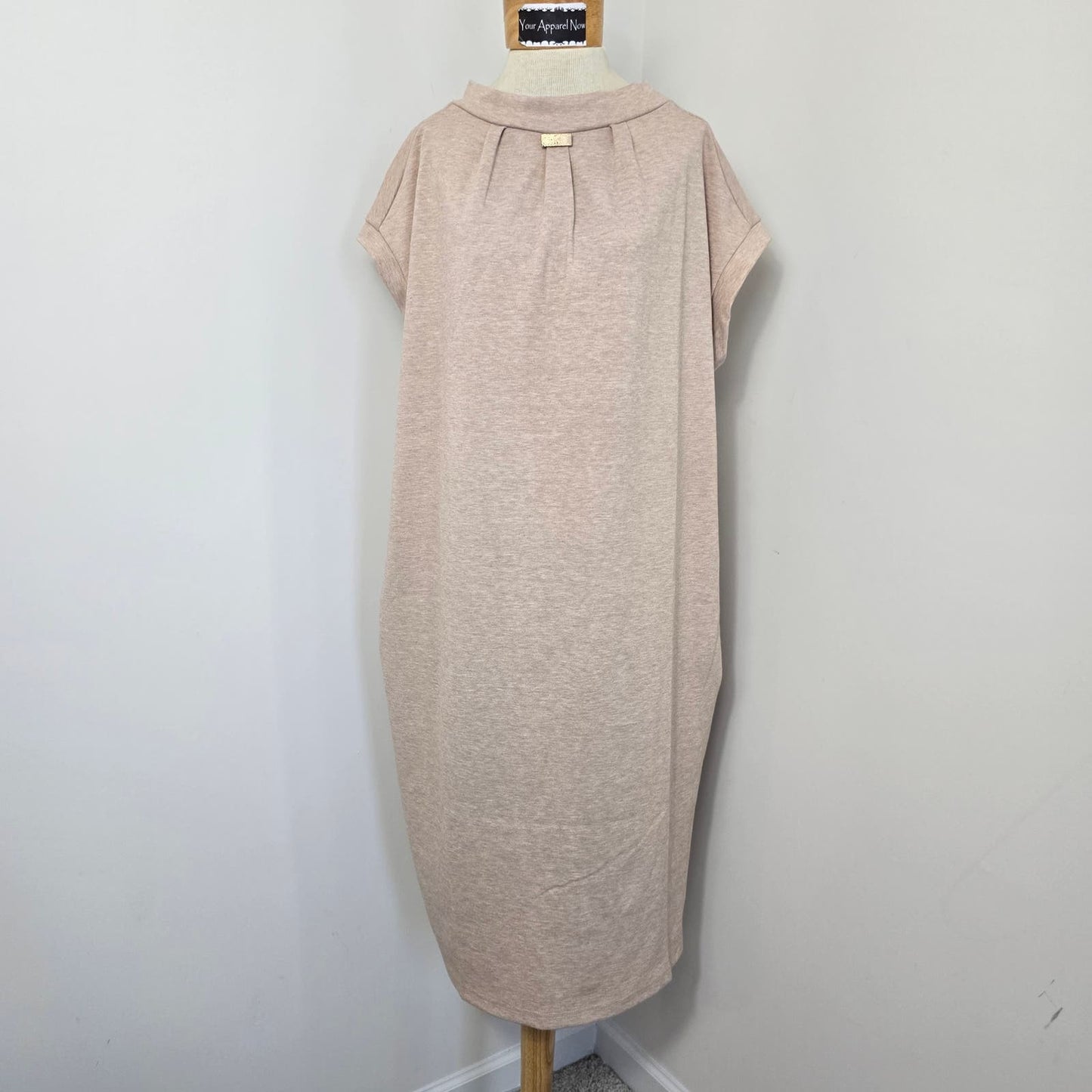 Alika Kruss Sand Loose Fitting Jersey Boat Neckline Midi Dress Sz 18W (673)