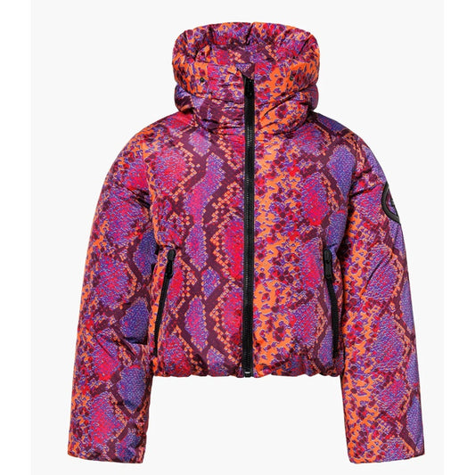 Goldbergh Lucinda Ski Jacket Pink Purple Snake Animal Print Down Coat Sz 4